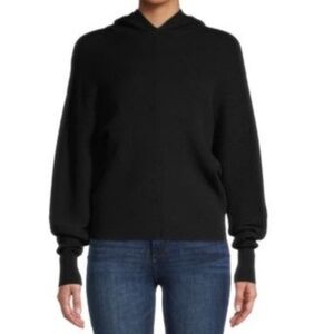 For The Republic Dolman Sleeve Ribbed Hoodie Sweater Women’s Medium Black